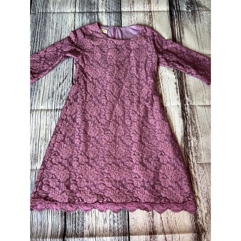 Girls Lace Dress, Size 6 / Small, Lavender, 3/4 Sleeve, Lined, Wedding, Summer